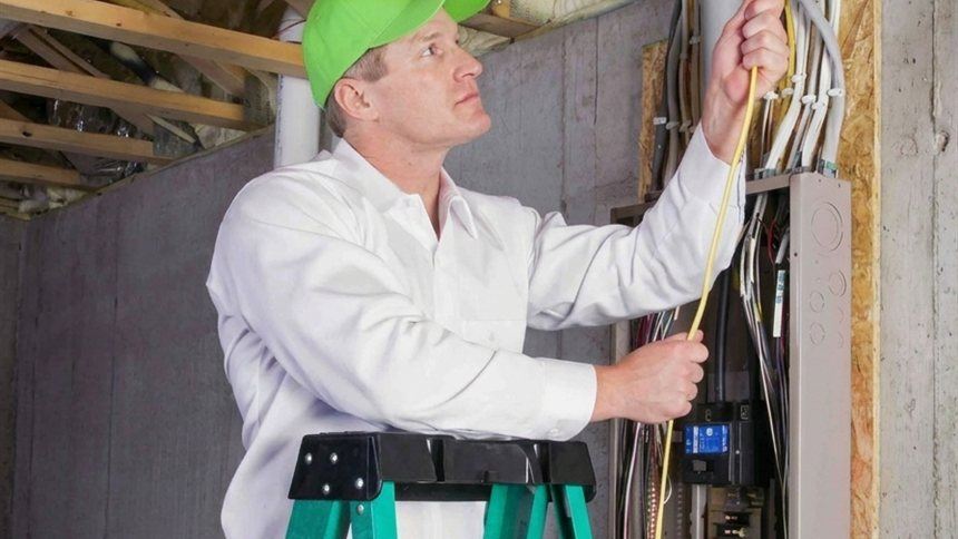 ABC electrician working on home electrical wiring